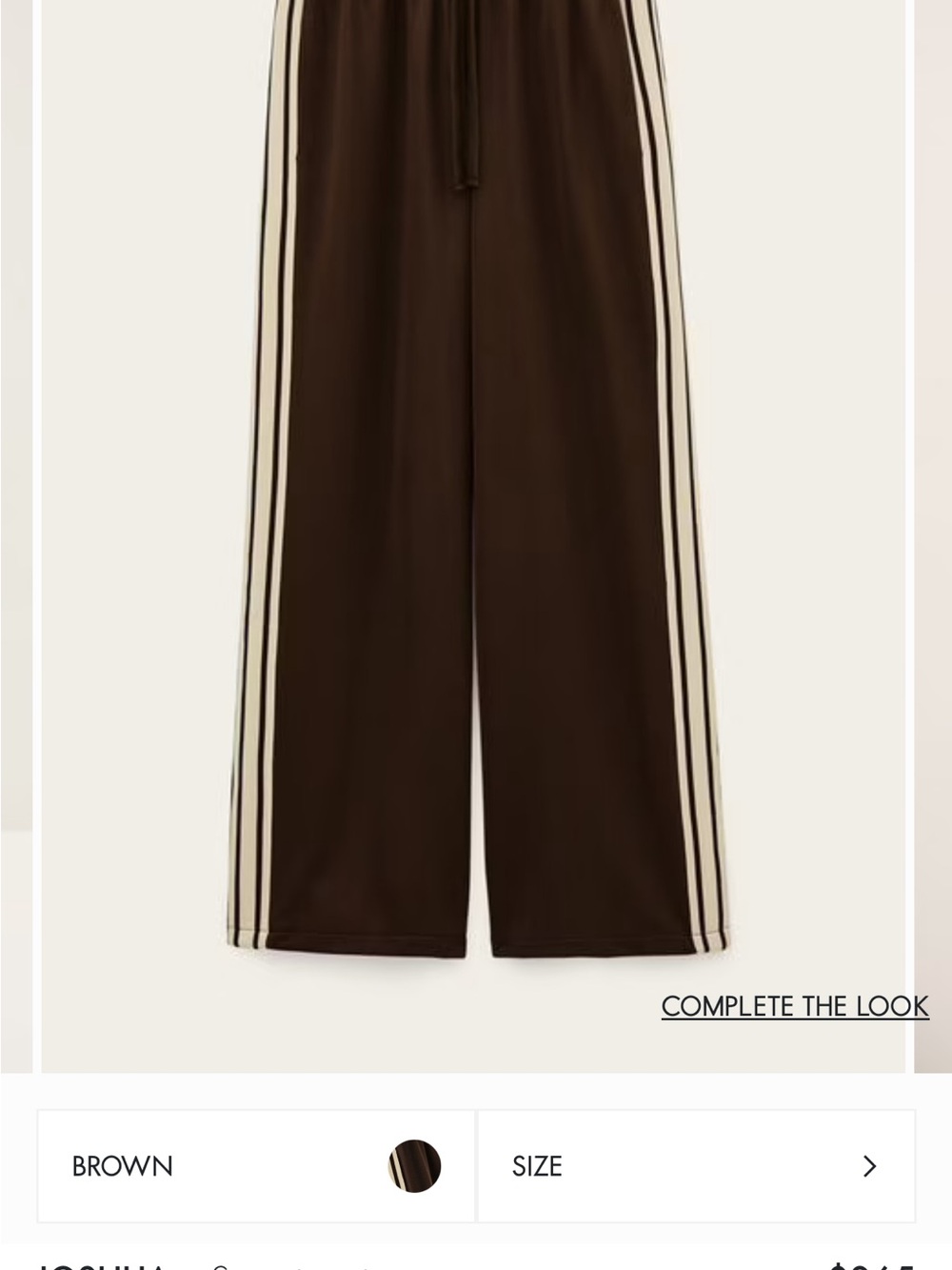 ba&sh Brown Wide-Leg Track Pants with Cream Side Stripes